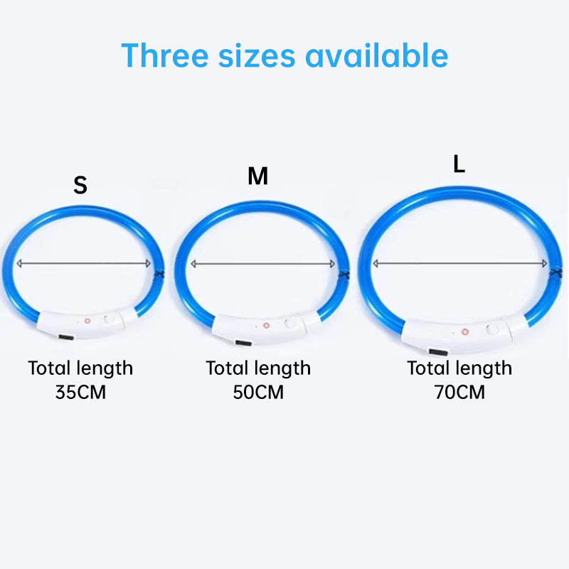 3-Mode LED Dog Collar - USB Rechargeable, Detachable &amp; Glowing Pet Safety Necklace for Night