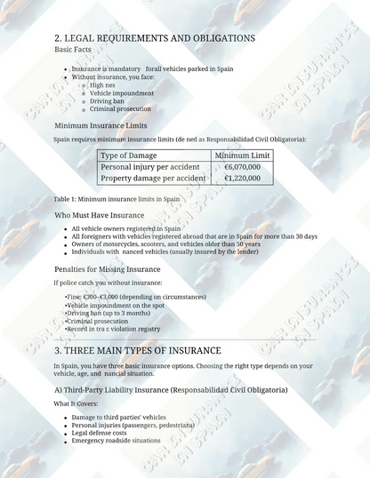 E-book Car Insurance in Spain