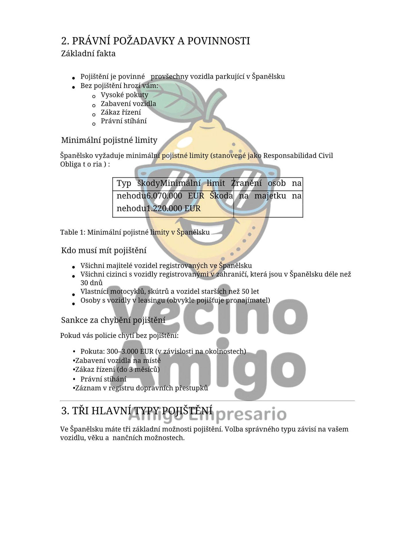 POJIŠTĚNÍ VOZU VE ŠPANĚLSKU