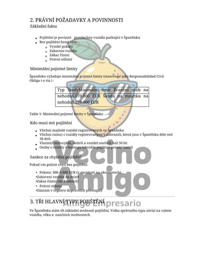 POJIŠTĚNÍ VOZU VE ŠPANĚLSKU