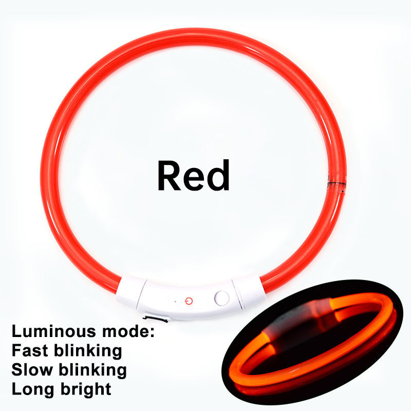 3-Mode LED Dog Collar - USB Rechargeable, Detachable &amp; Glowing Pet Safety Necklace for Night