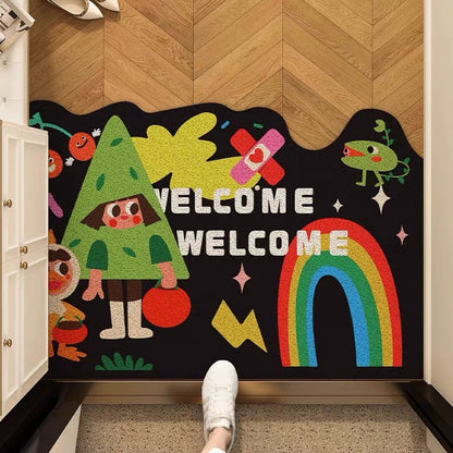 Cartoon entrance door mat entrance door interesting carpet entrance door can be cut silk circle door mat household dirty mat