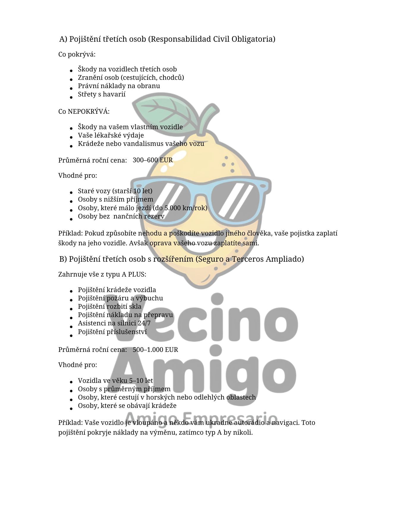 POJIŠTĚNÍ VOZU VE ŠPANĚLSKU