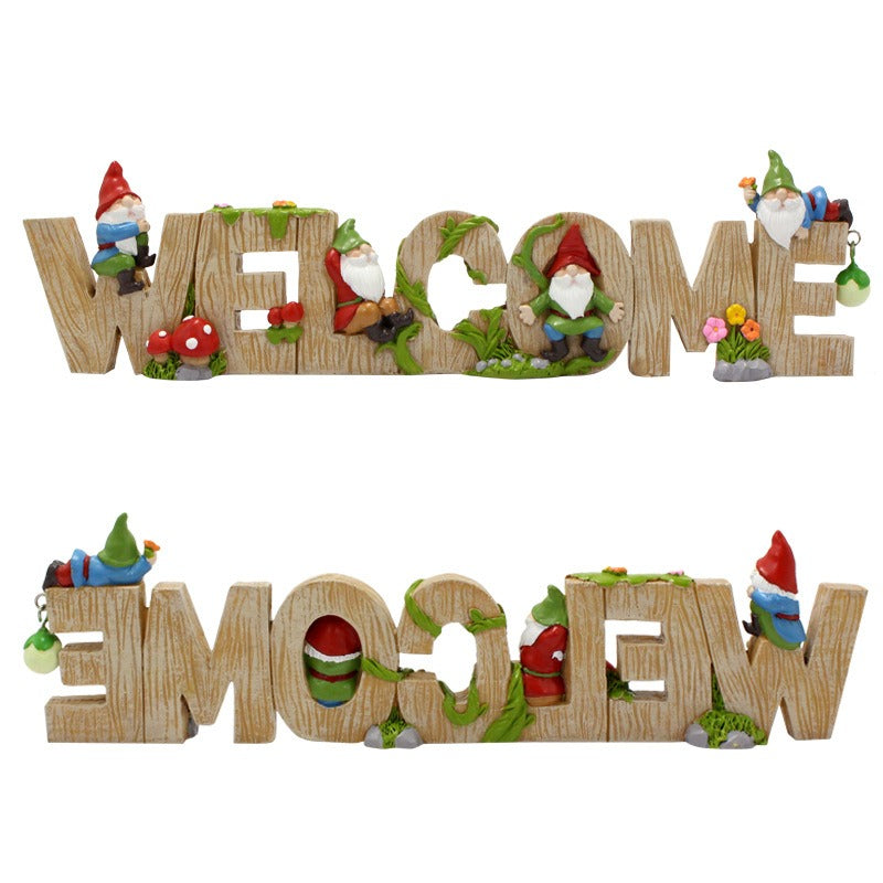 Dwarf Welcome Card Creative Garden Outdoor Balcony Welcome Decoration