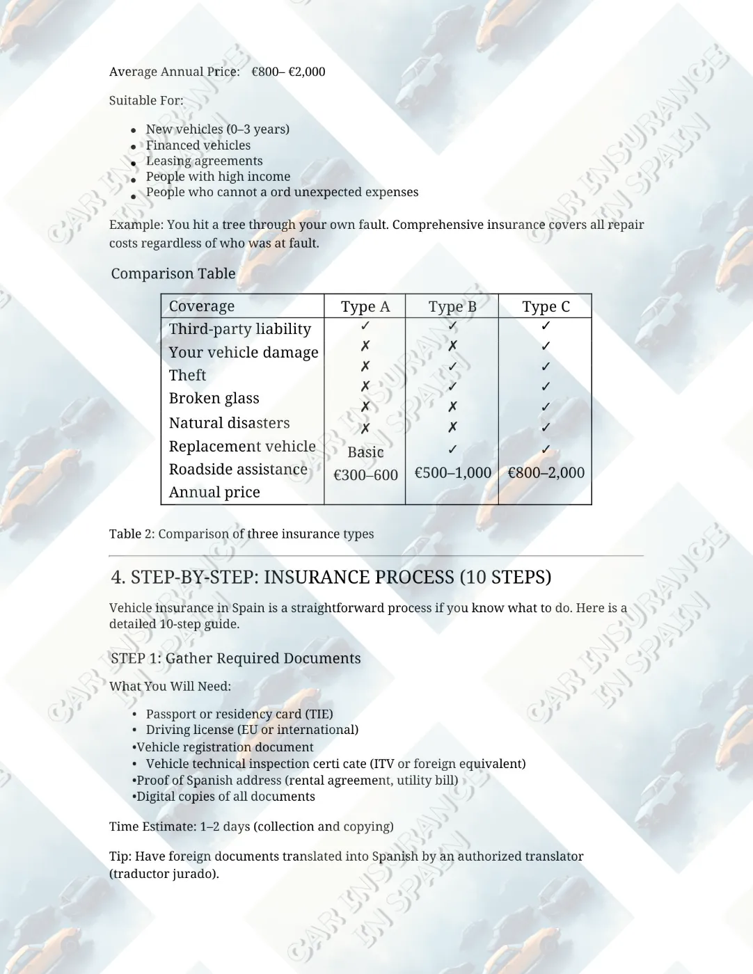 E-book Car Insurance in Spain