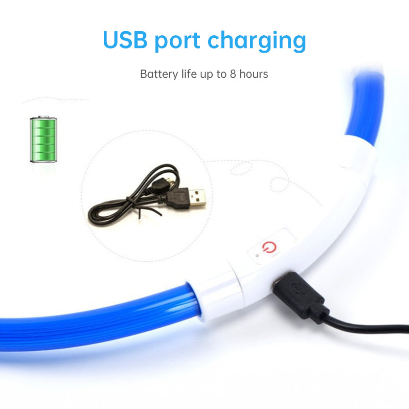 3-Mode LED Dog Collar - USB Rechargeable, Detachable &amp; Glowing Pet Safety Necklace for Night