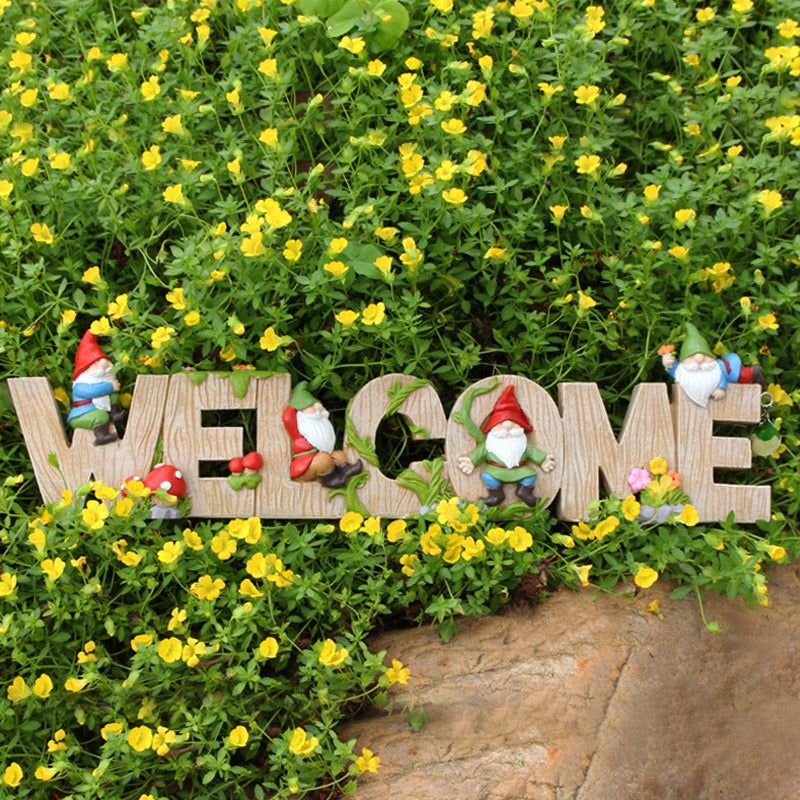 Dwarf Welcome Card Creative Garden Outdoor Balcony Welcome Decoration