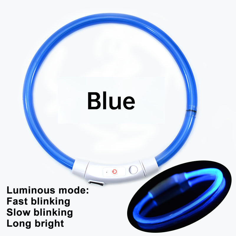 3-Mode LED Dog Collar - USB Rechargeable, Detachable &amp; Glowing Pet Safety Necklace for Night