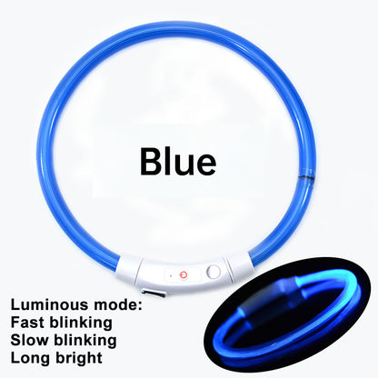 3-Mode LED Dog Collar - USB Rechargeable, Detachable &amp; Glowing Pet Safety Necklace for Night