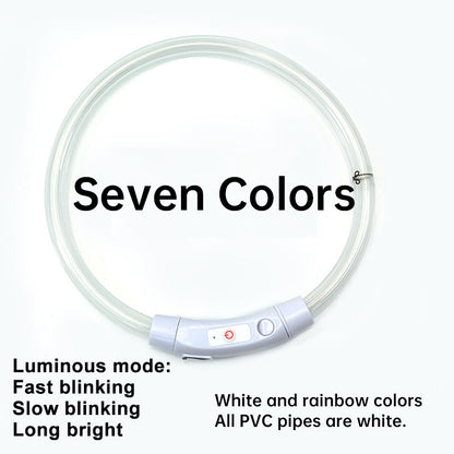 3-Mode LED Dog Collar - USB Rechargeable, Detachable &amp; Glowing Pet Safety Necklace for Night