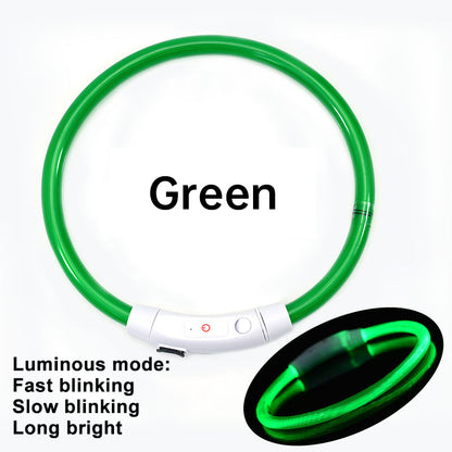 3-Mode LED Dog Collar - USB Rechargeable, Detachable &amp; Glowing Pet Safety Necklace for Night