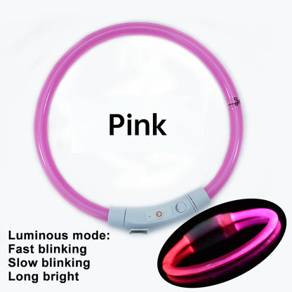 3-Mode LED Dog Collar - USB Rechargeable, Detachable &amp; Glowing Pet Safety Necklace for Night