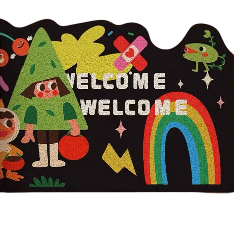 Cartoon entrance door mat entrance door interesting carpet entrance door can be cut silk circle door mat household dirty mat