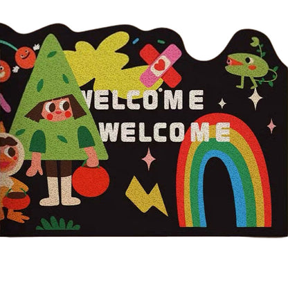 Cartoon entrance door mat entrance door interesting carpet entrance door can be cut silk circle door mat household dirty mat